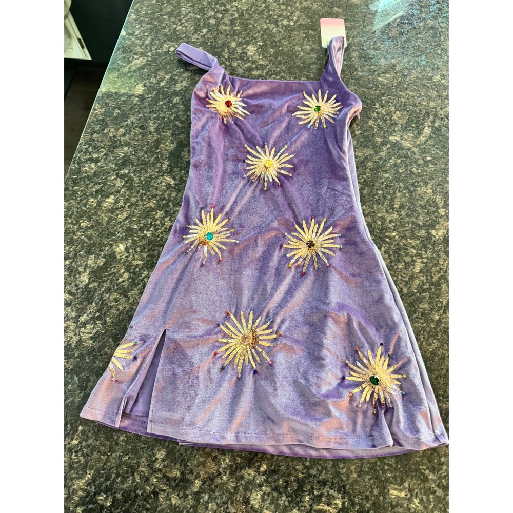 Oceanus Swimwear Callie Velvet Sunburst Beaded Mini Dress‎ Small NWT sundress